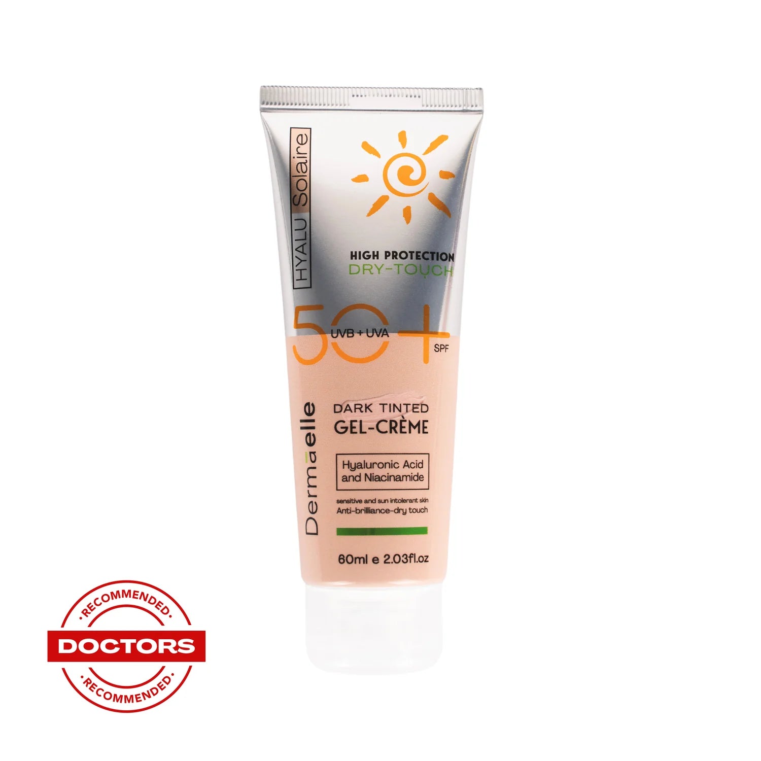 Dermaelle hyalu-solaire spf 50 dark tinted gel cream 60 ML