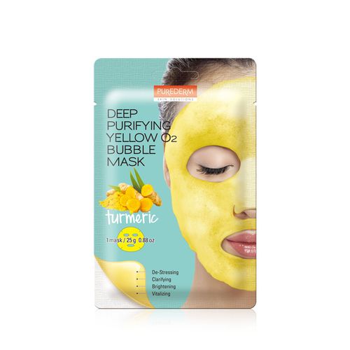 Purederm Deep Purifying Yellow O2 Bubble Mask Turmeric 1Pcs