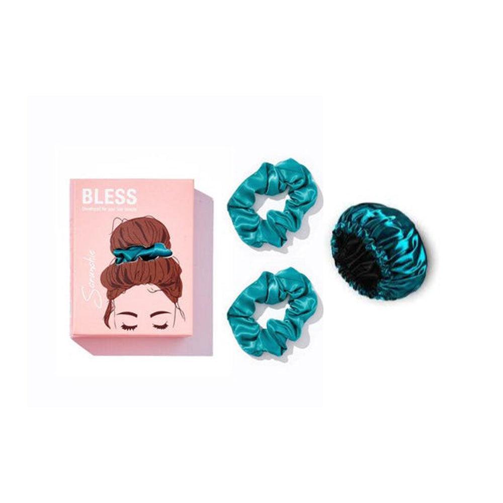 Bless best sellers set Petrol Green (Scrunches + Bonnet) - Beauty Bounty