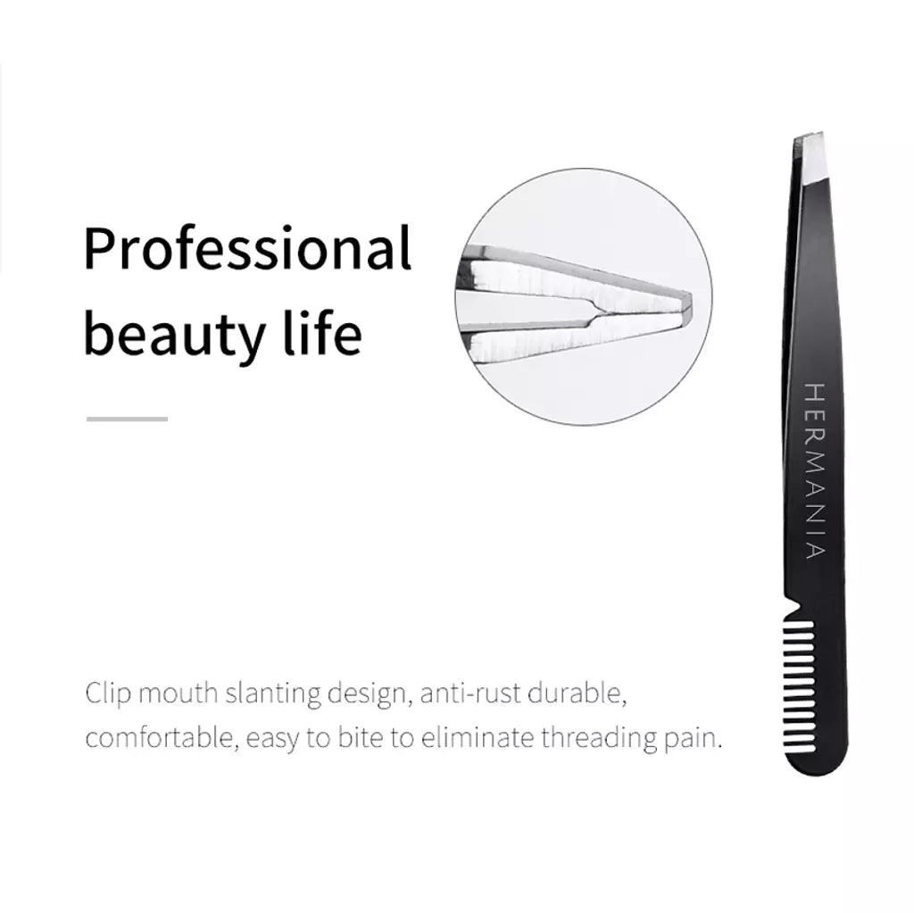 Hermania Dual-End Tweezers with Comb