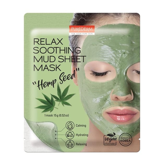 PUREDERM Relax Soothing Mud Sheet Mask – Hemp Seed