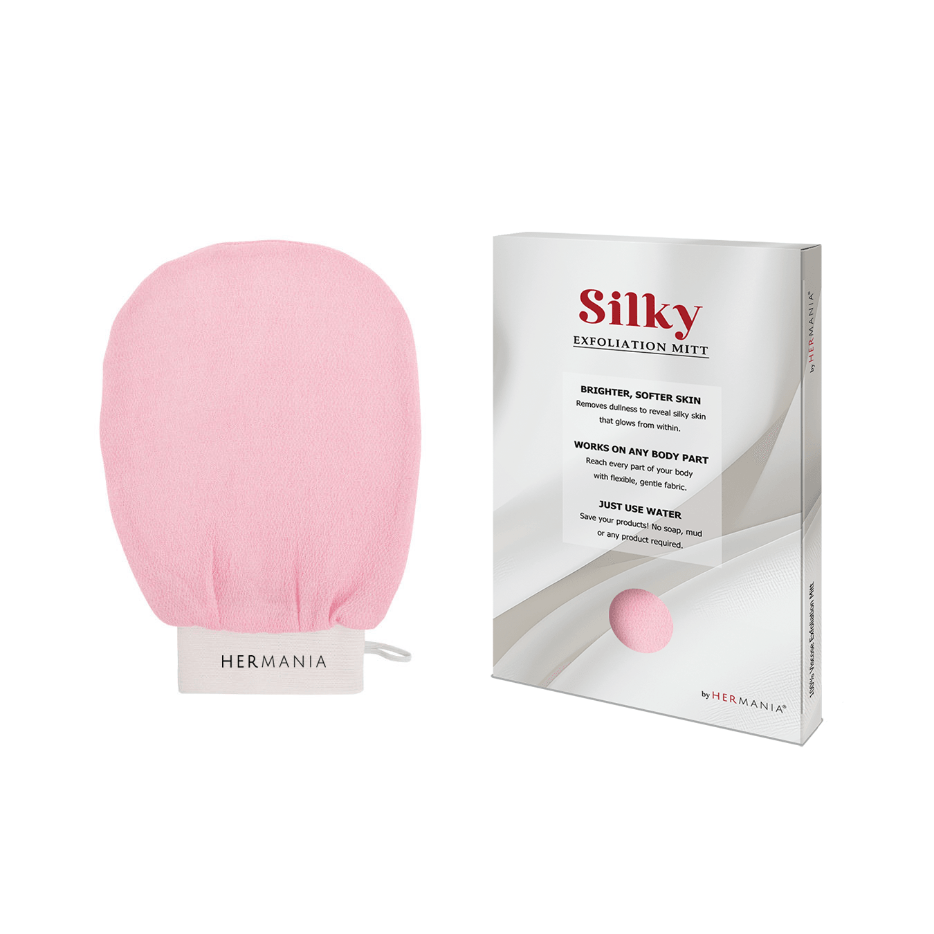 Hermania Silky Exfoliation Mitt - Pink - Beauty Bounty