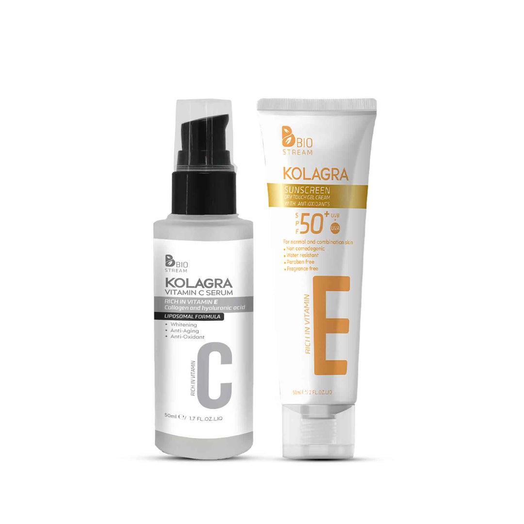 Kolagra VITAMIN C SKIN SERUM + Kolagra SUNSCREEN SPF50+ - Beauty Bounty