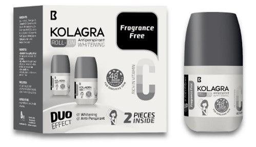 Kolagra whitening Roll on 2*1 promopack 1+1 Fragrance Free - Beauty Bounty