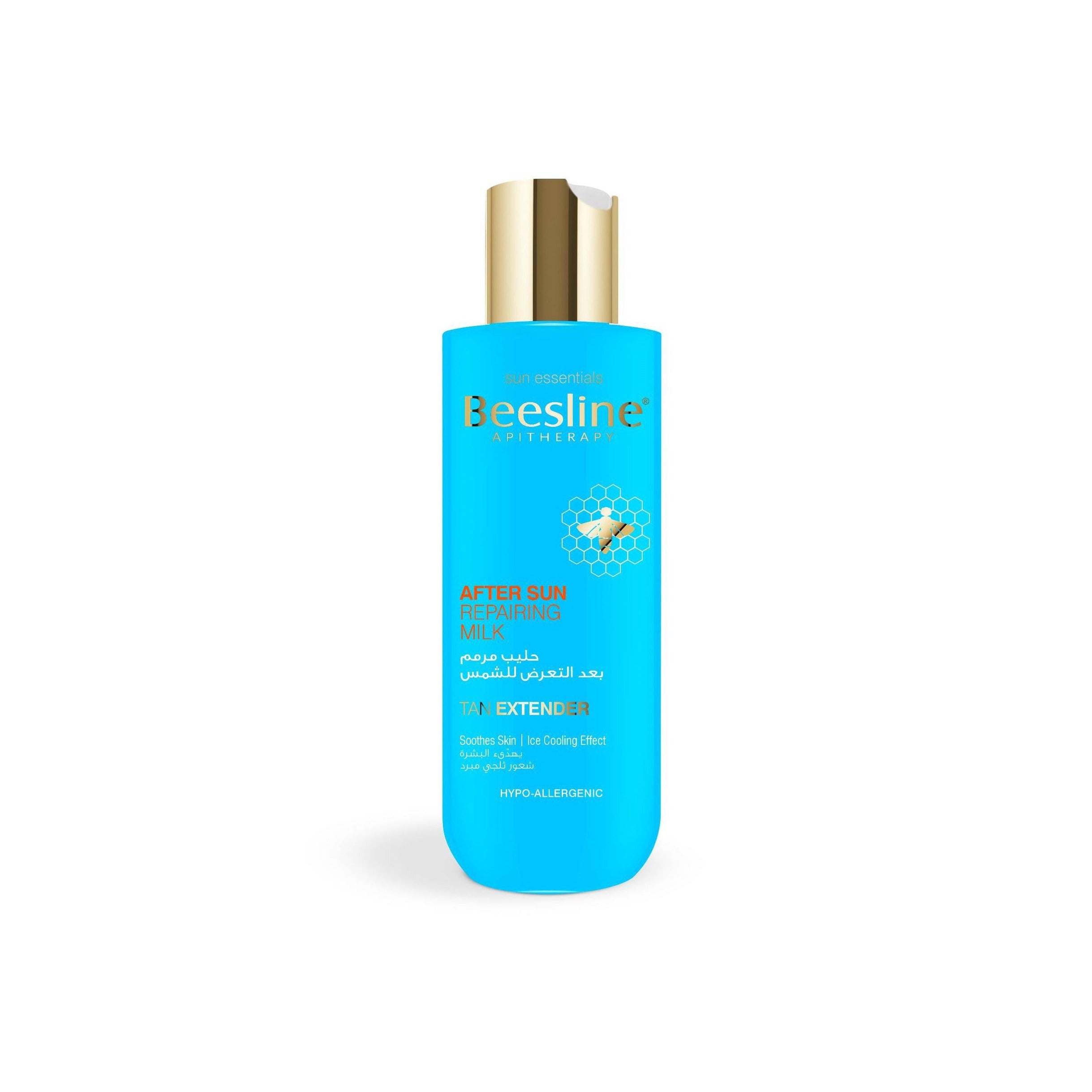 Beesline Blue HDPE bottle AFTERSUN REPAIRING MILK - Beauty Bounty