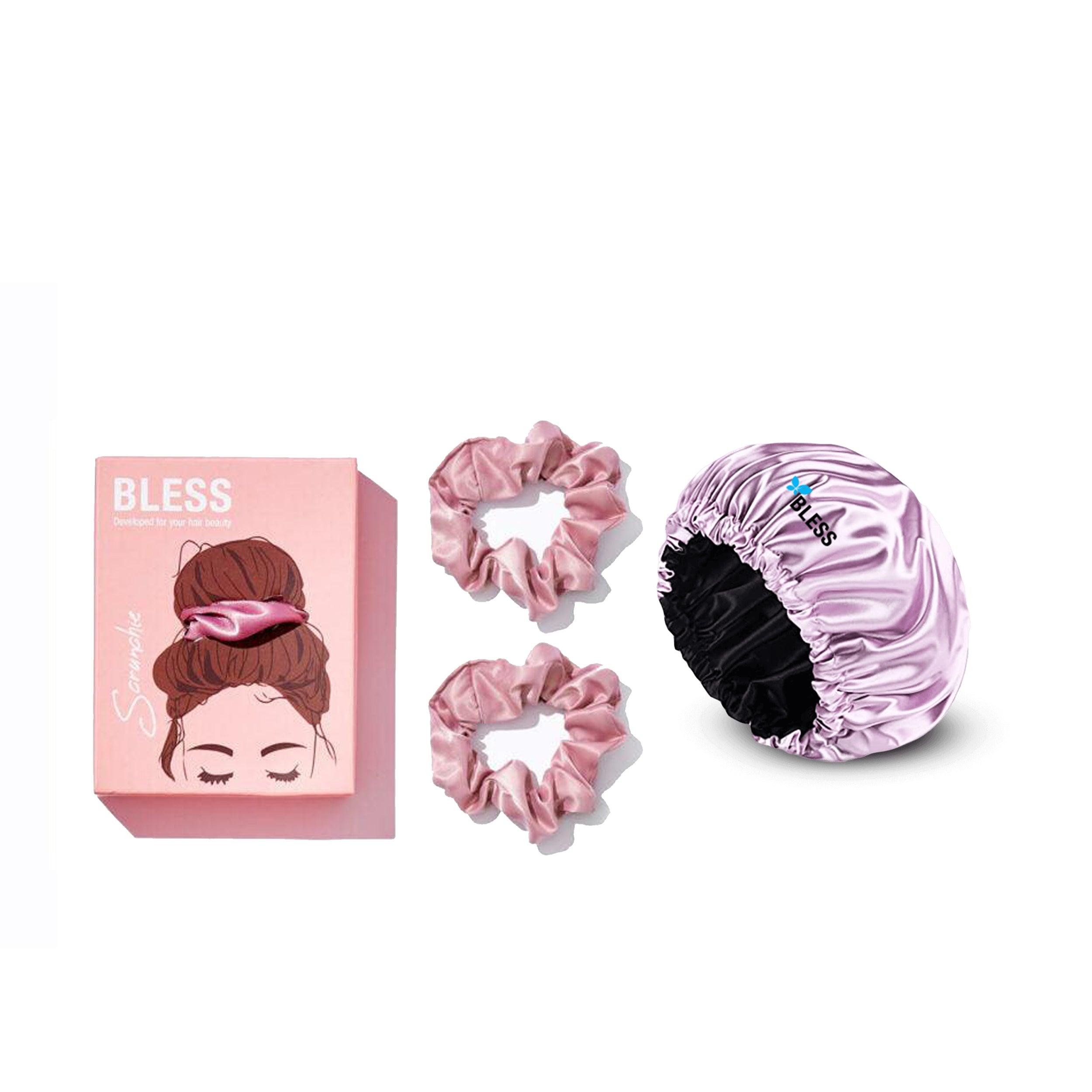 Bless best sellers set Pink (Scrunchies+ Bonnet) - Beauty Bounty