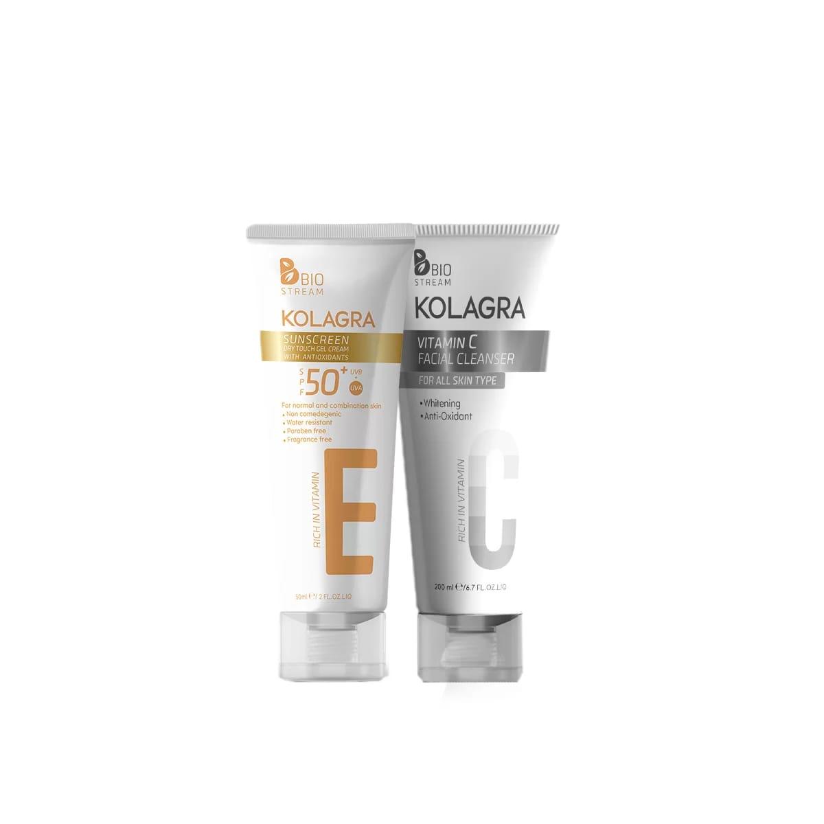 Offer Kolagra SUNSCREEN SPF50 + Kolagra VITAMIN C FACIAL CLEANSER - Beauty Bounty